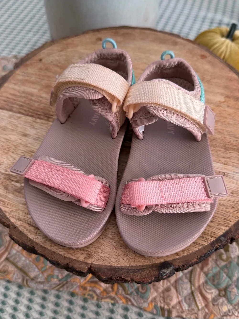 Old Navy Toddler Girls Double-Strap Sandals Size 6 Pink Teal